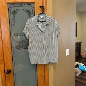 Cream w green stripes blouse from Stitchfix. Cuffed sleeves nwt